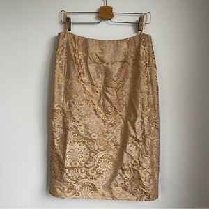 Vintage Escada printed gold pencil skirt